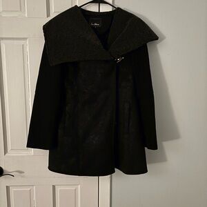 Sam Edelman Black Coat with Textured Collar